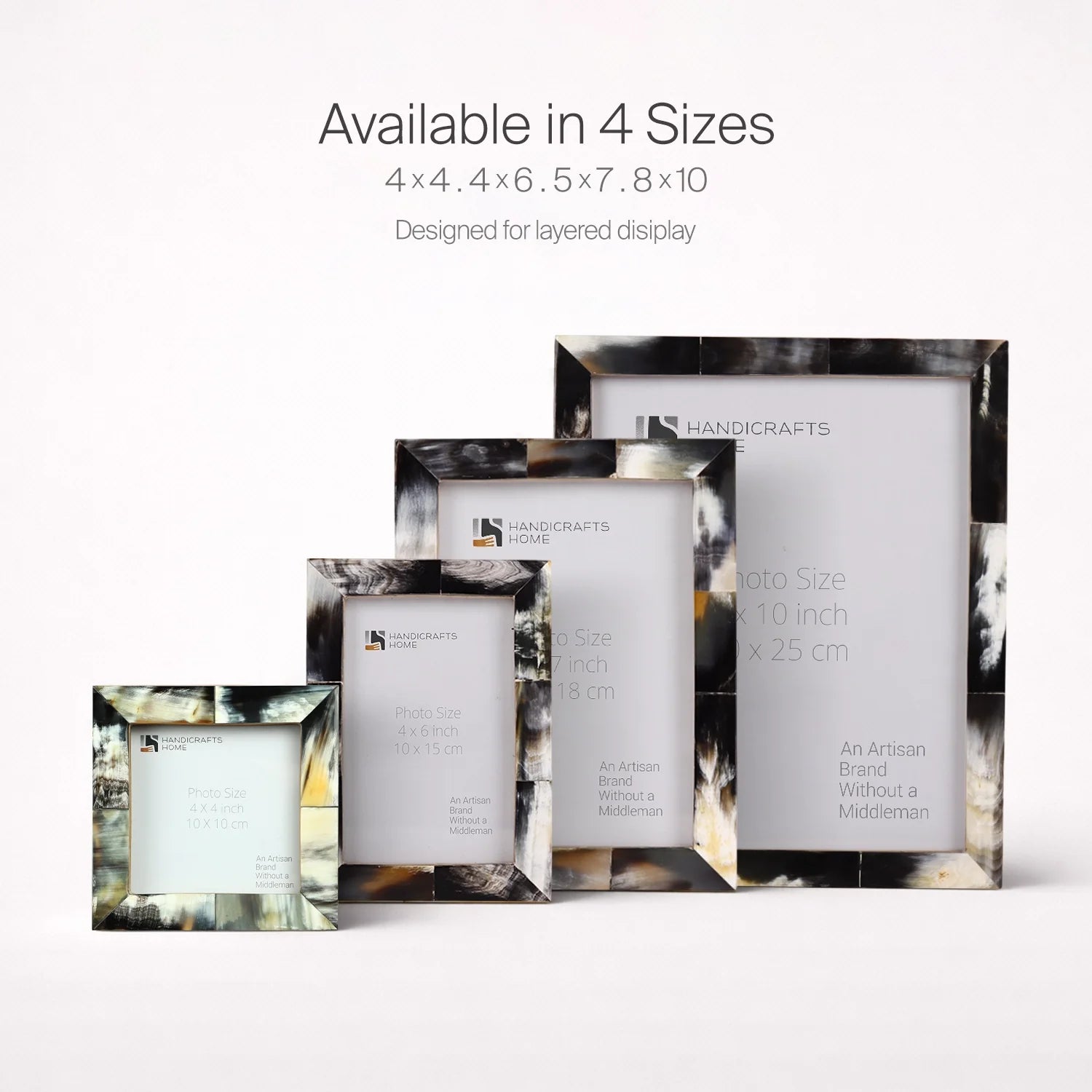 Horn Inlay Picture Frame Tabletop Wall 4x4 4x6 5x7 8x10