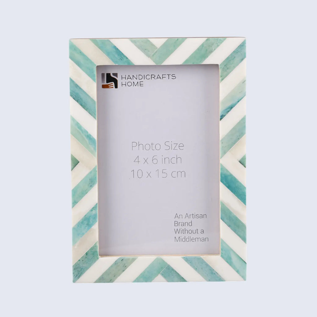 Green White Chevron Bone Inlay Picture Frame 4x6 5x7 8x10