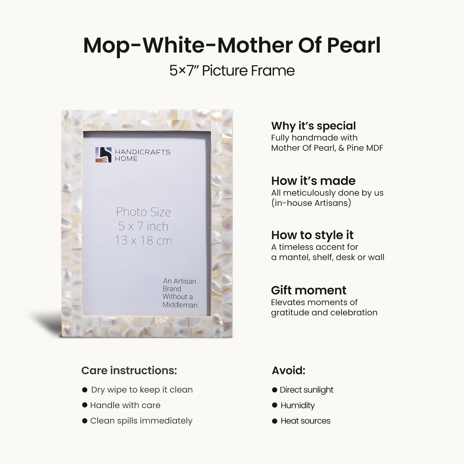 Picture Frame Combo Pack of 3 – Mother Of Pearl Collection, 5" x 7"