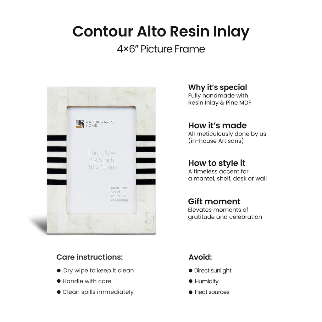 Contour Lado Modern Black & White Resin Inlay Picture Frames