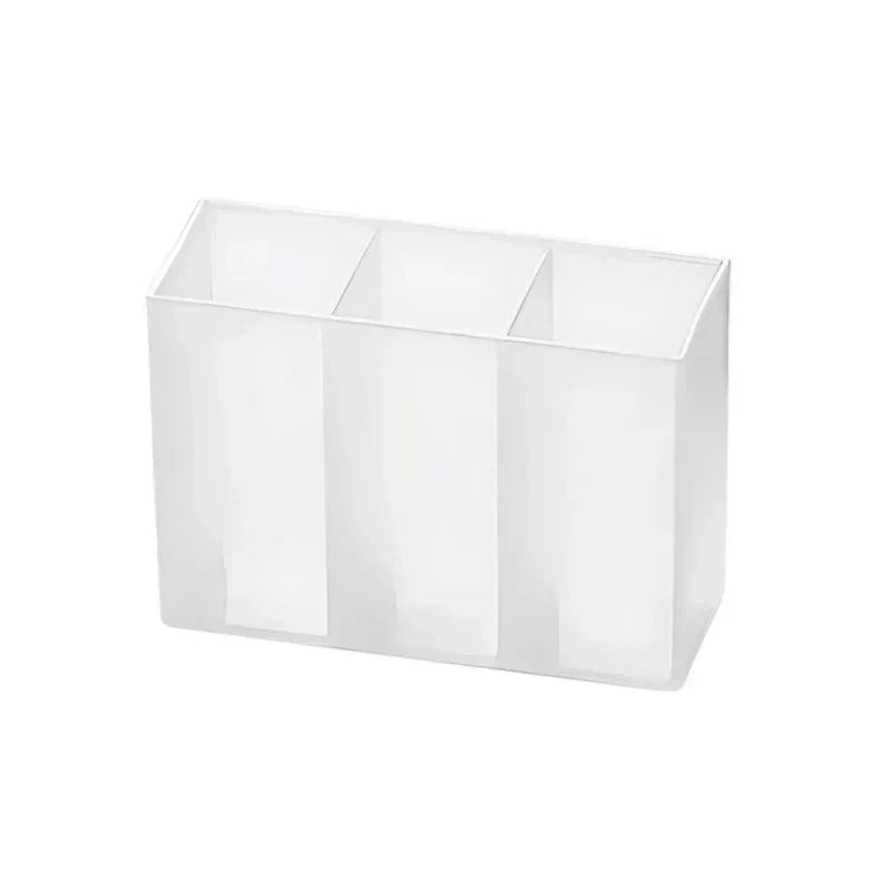 Mini Storage Box 3-Grid Plastic Makeup Brush Lipstick Storage Multi-Functional Desk Organizer for Home Kitchen Bathroom