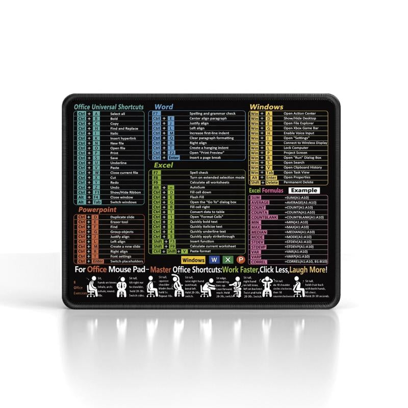 Excel Shortcut Cheat Sheet Mouse Pad Large Waterproof Desk Mat for Keyboard & Mouse Ergonomic Office Home Workstation Accessory 31.5 X 11.8 Inch Non-Slip Base