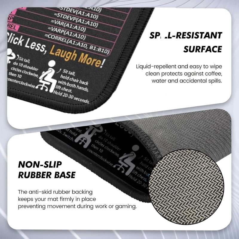 Excel Shortcut Cheat Sheet Mouse Pad Large Waterproof Desk Mat for Keyboard & Mouse Ergonomic Office Home Workstation Accessory 31.5 X 11.8 Inch Non-Slip Base