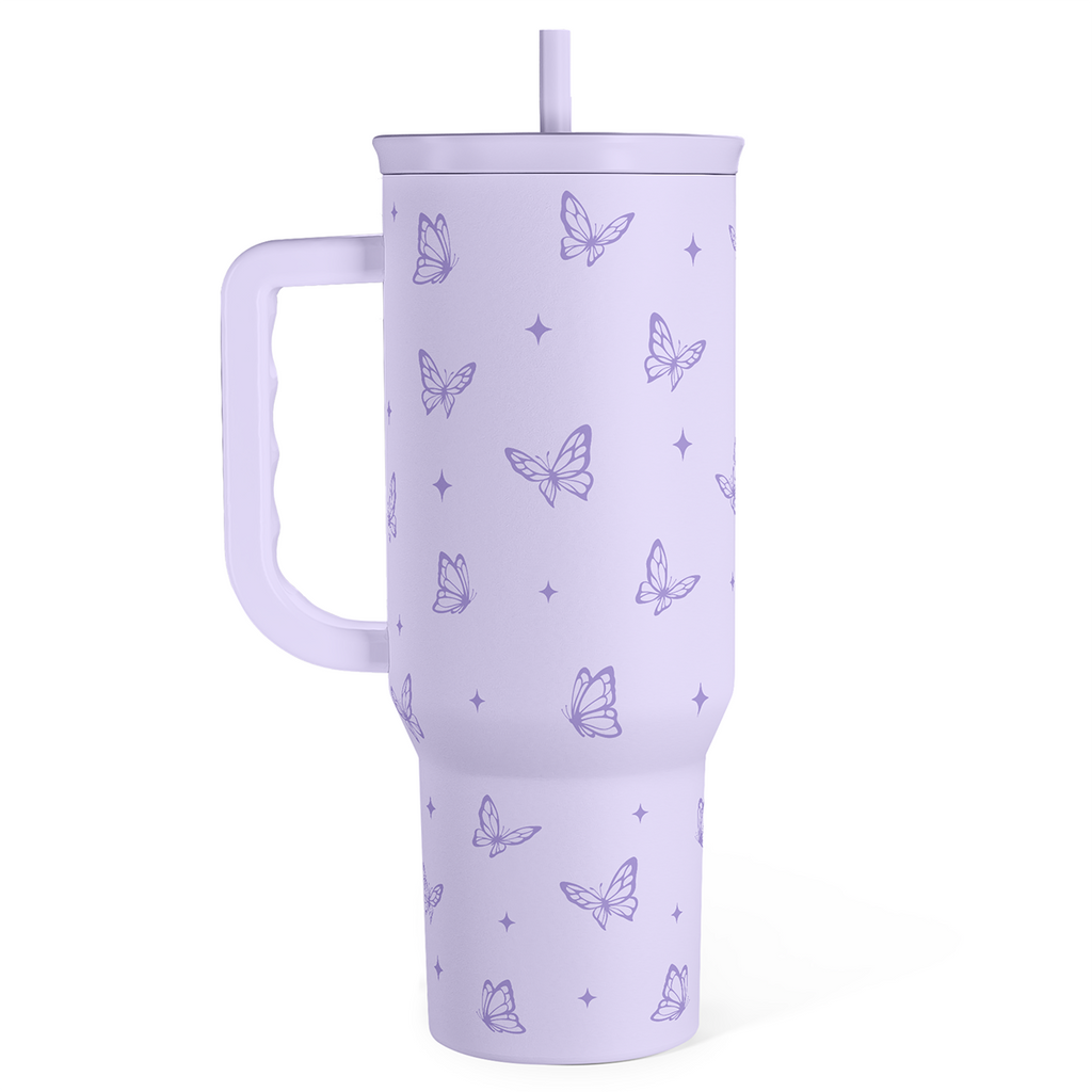 Butterfly Gifts for Women, Butterfly Tumbler with Handle, Stainless Steel Insulated Coffee Travel Mug Cup, Gifts for Women Girls on Birthday Christmas, 40oz